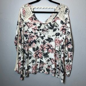 Abercrombie & Fitch Ivory Viscose Floral Lace Top